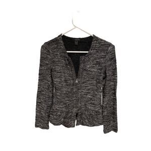 J. crew tweed zip up cardigan blazer gray and black size XXS